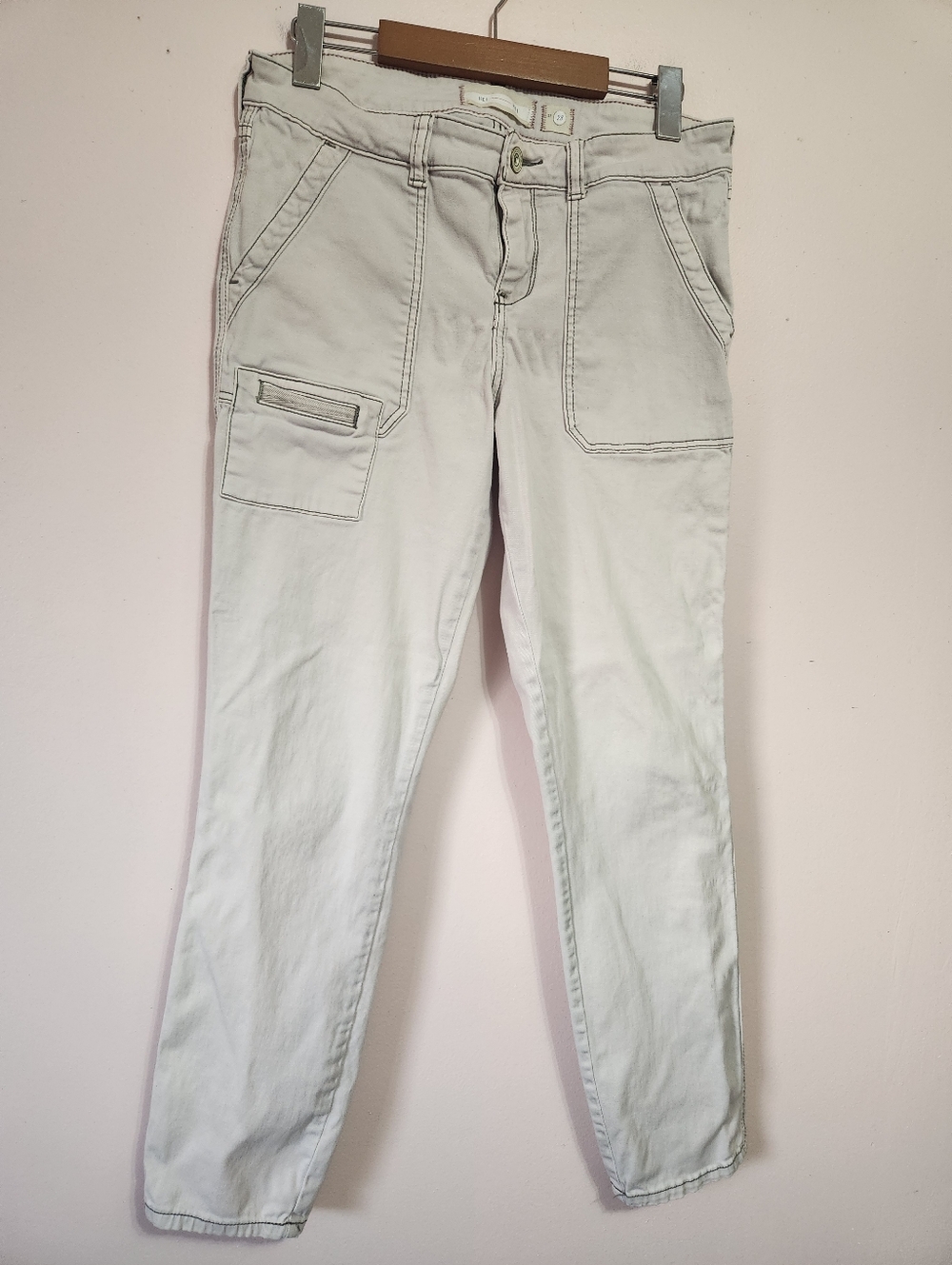 Anthropologie Hei Hei Utility Pants Slim Skinny Cargo Light Khaki Size 28 Spring